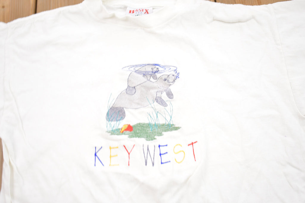 Vintage 1990s Kids Key West Florida Embroidered T-Shirt