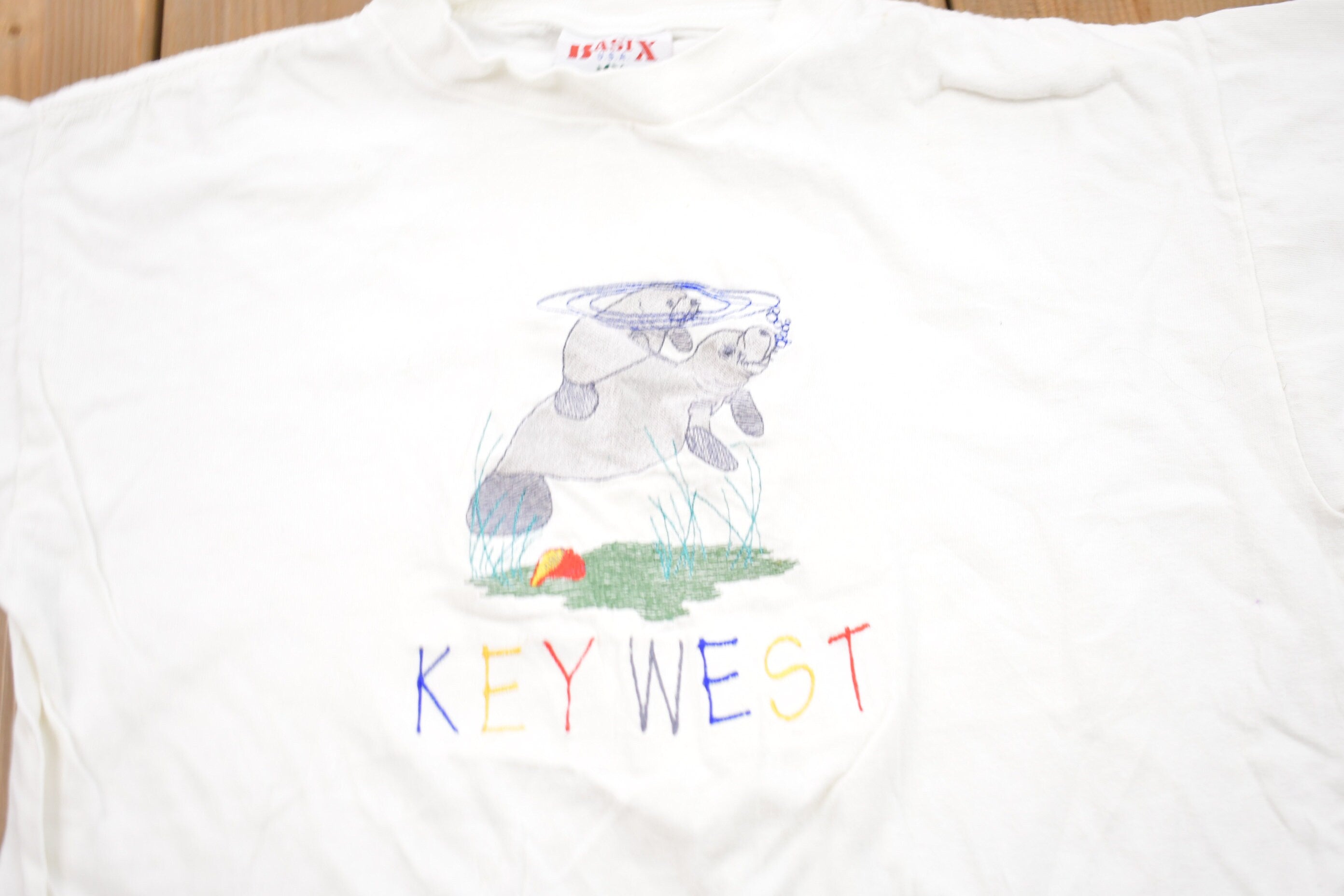 Vintage 1990s Kids Key West Florida Embroidered T-Shirt