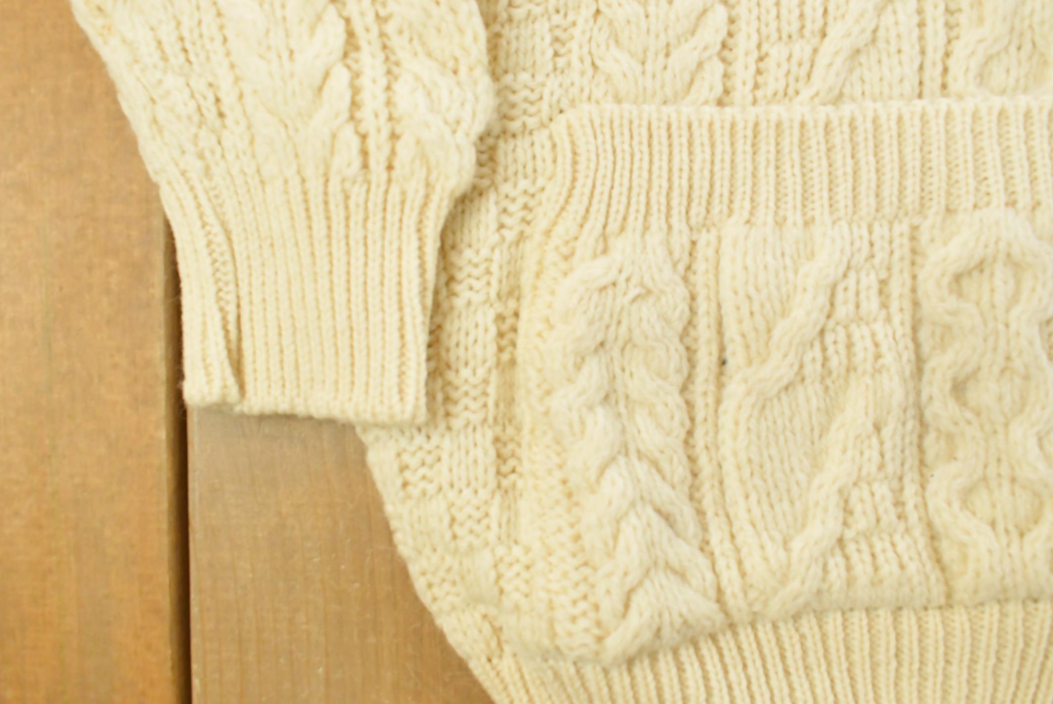 Vintage 1980s Kerry Traditions Cable Knit Wool Knit Cardigan Sweater Women's XL