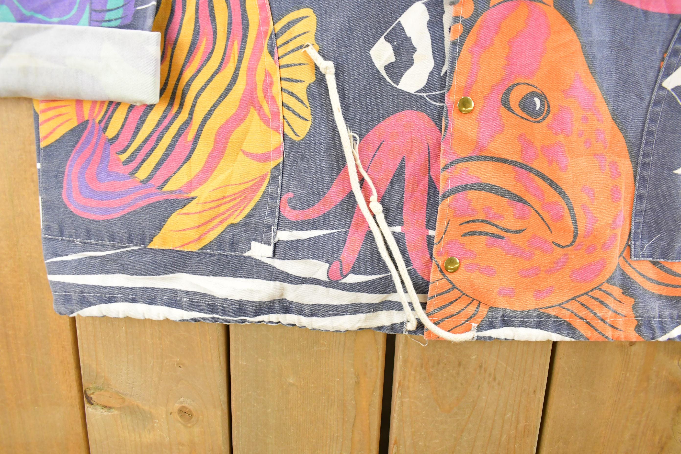 Vintage 1990s Michigan Rag Co Fishing Themed Hooded Jacket Men's XL