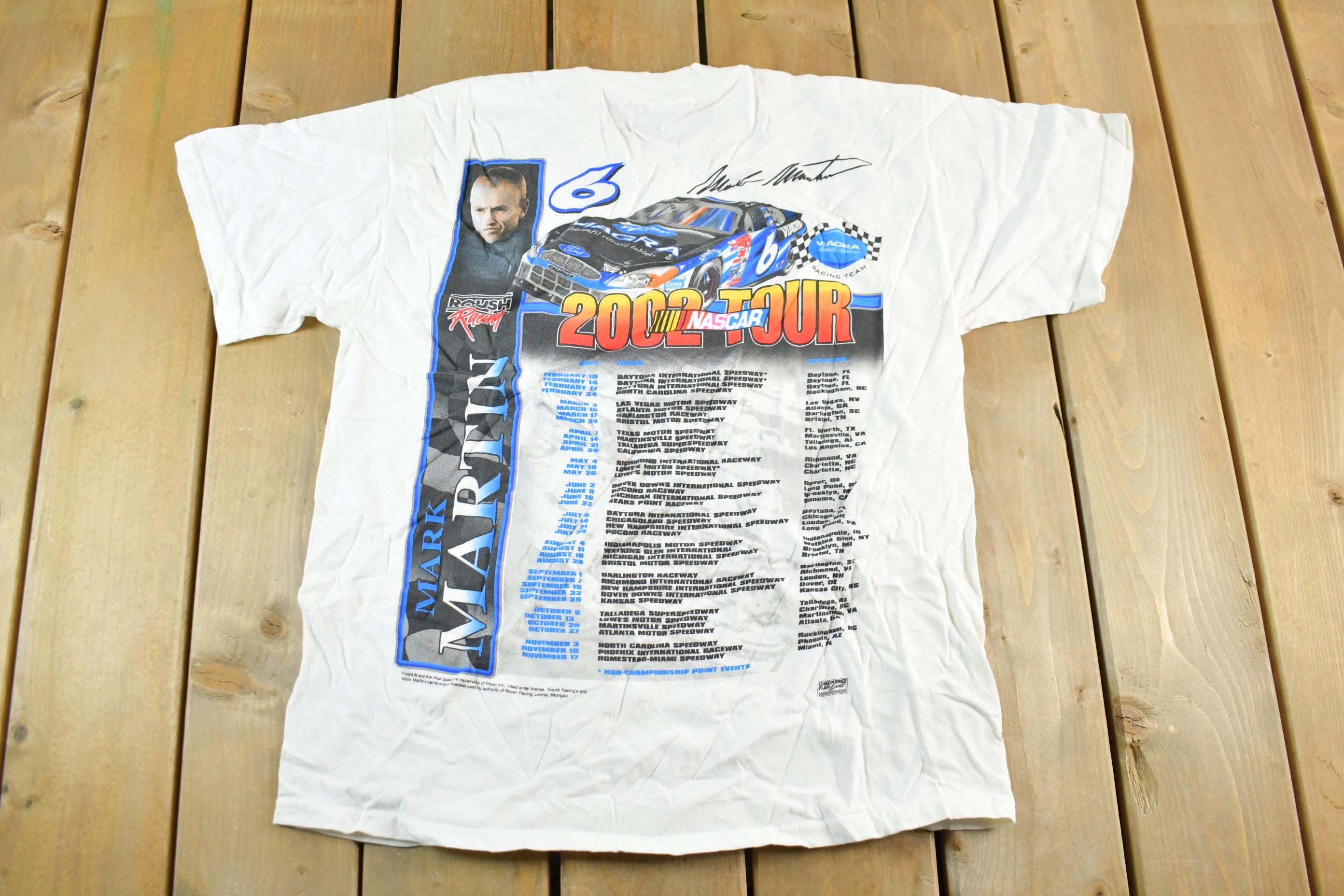 Vintage 2002 Mark Martin Viagra Nascar Racing Tour Graphic T Shirt Men's Large