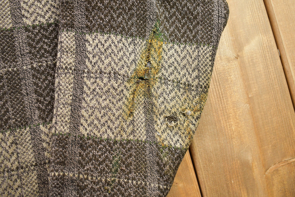 Vintage 1990s Town Craft Knitted Plaid Cardigan Sweater