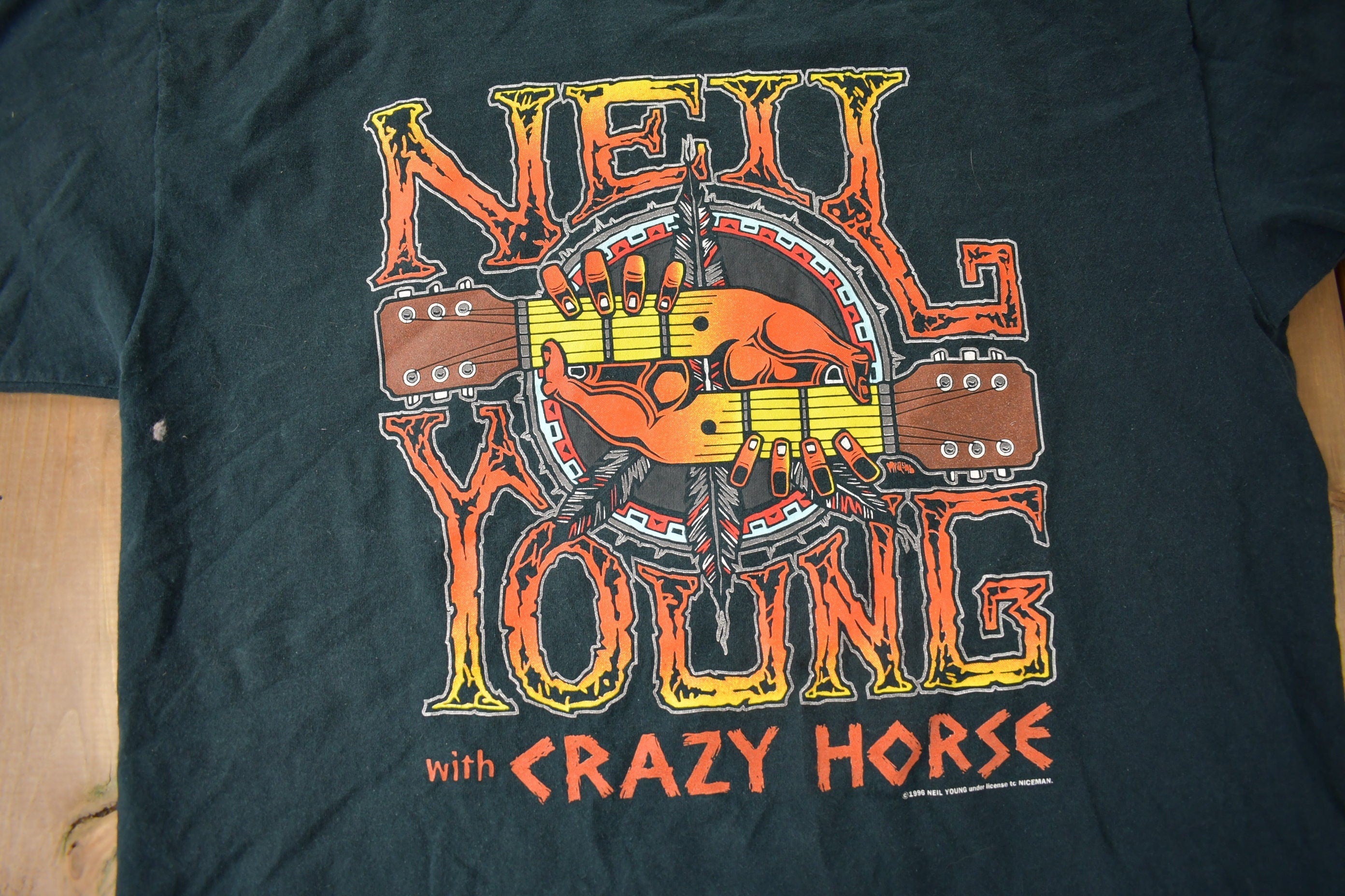 Vintage 1996 Neil Young With Crazy Horse Tour Band T-shirt Made in USA