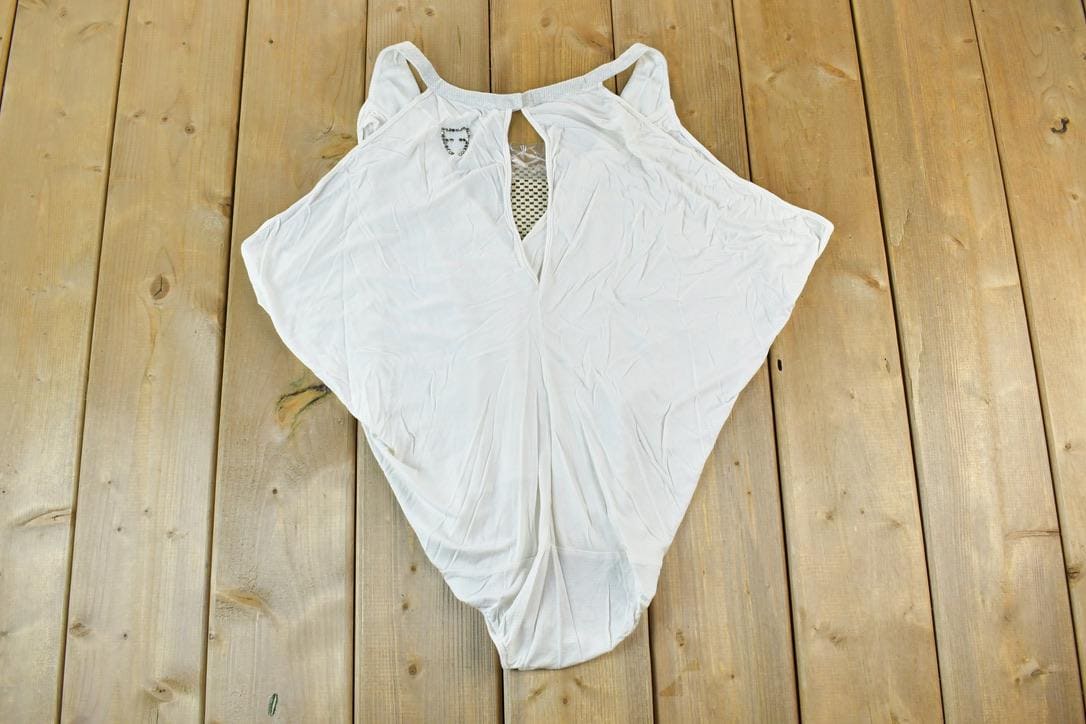 Women Vintage Vigoss Y2K Bodysuit T-Shirt Vigoss Grunge Skull Print / Contrast Stitch / Internet Famous Clothing / Over Dyed