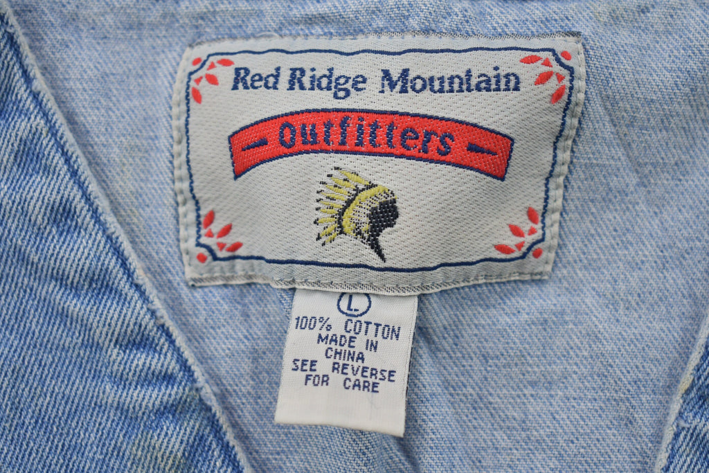 Vintage 1990s Red Ridge Mountain Denim Jean Cargo Vest