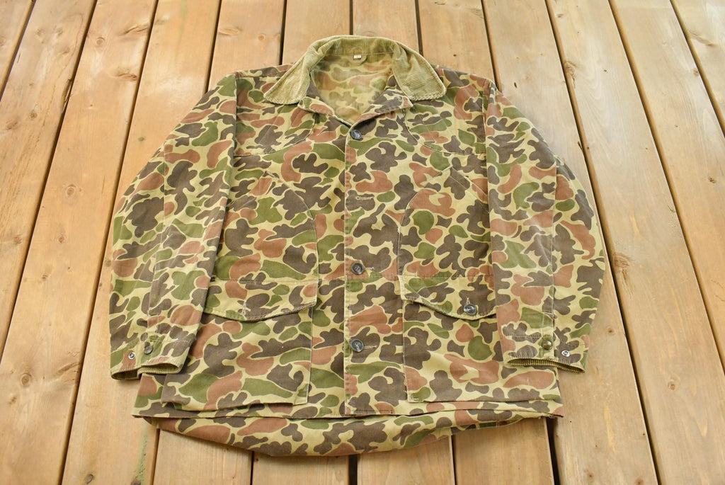 Vintage 1970s Duck Camo Canvas Hunting Jacket Men's L