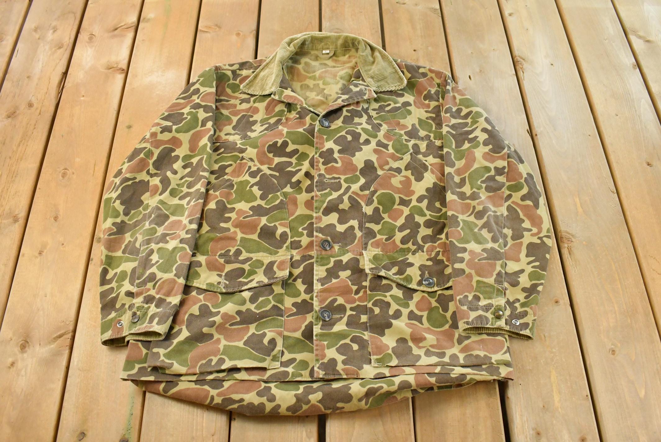 Vintage 1970s Duck Camo Canvas Hunting Jacket Men's L