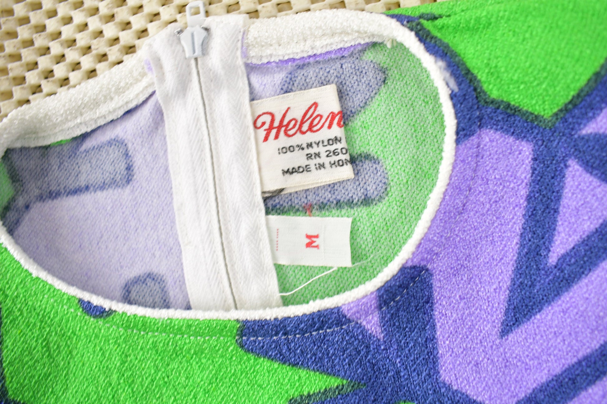 True Vintage 1960s Deadstock Helen Sue All Over Print Psychedelic Knit Nylon Sweater