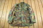 Vintage 1980s Military Woodland Camo Combat Field Jacket Men's Medium