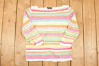 Vintage 1990s Lauren Ralph Lauren Striped Knit Crewneck Sweater Women's Cropped L