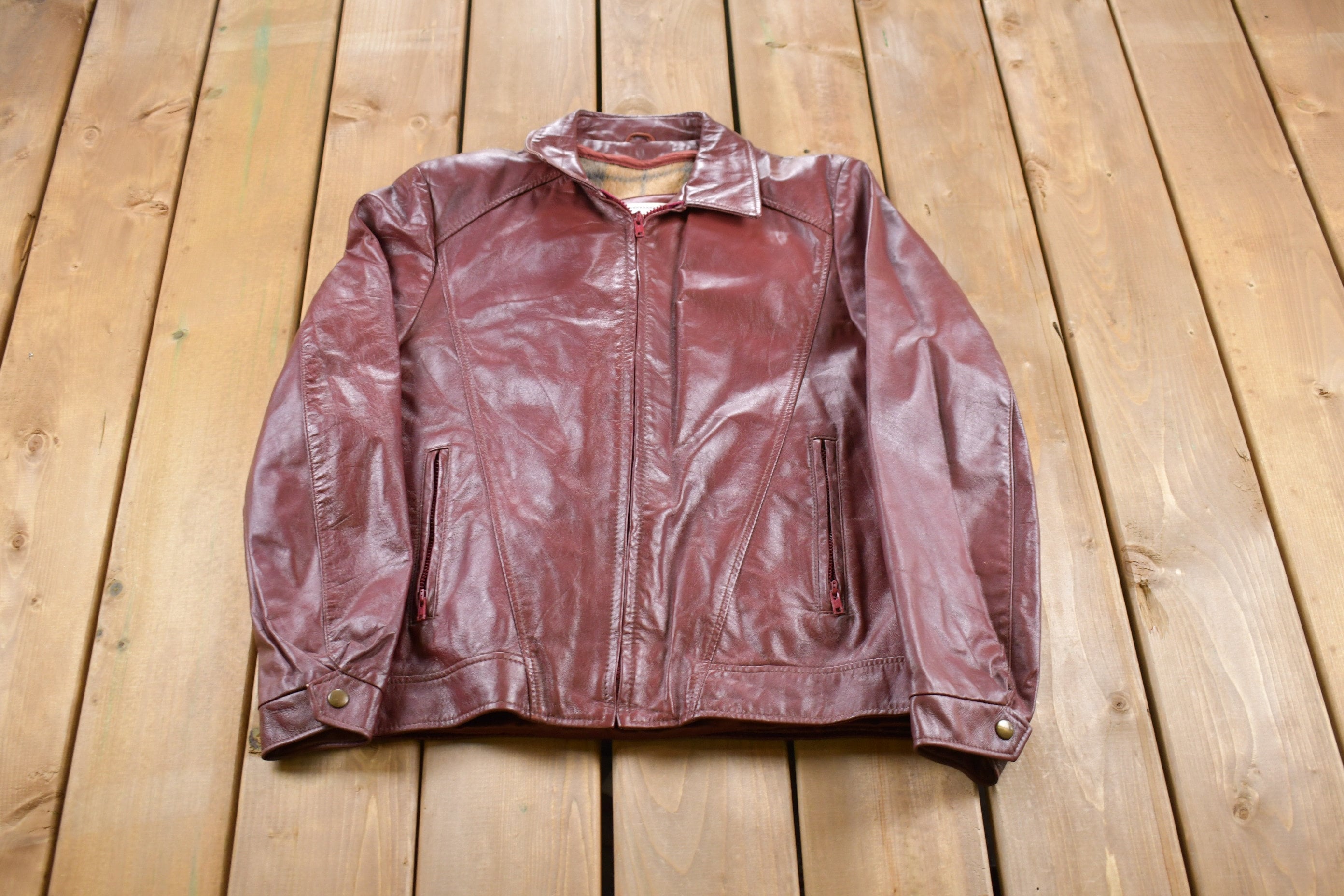 Vintage 1990s London Fog Leather Biker Jacket