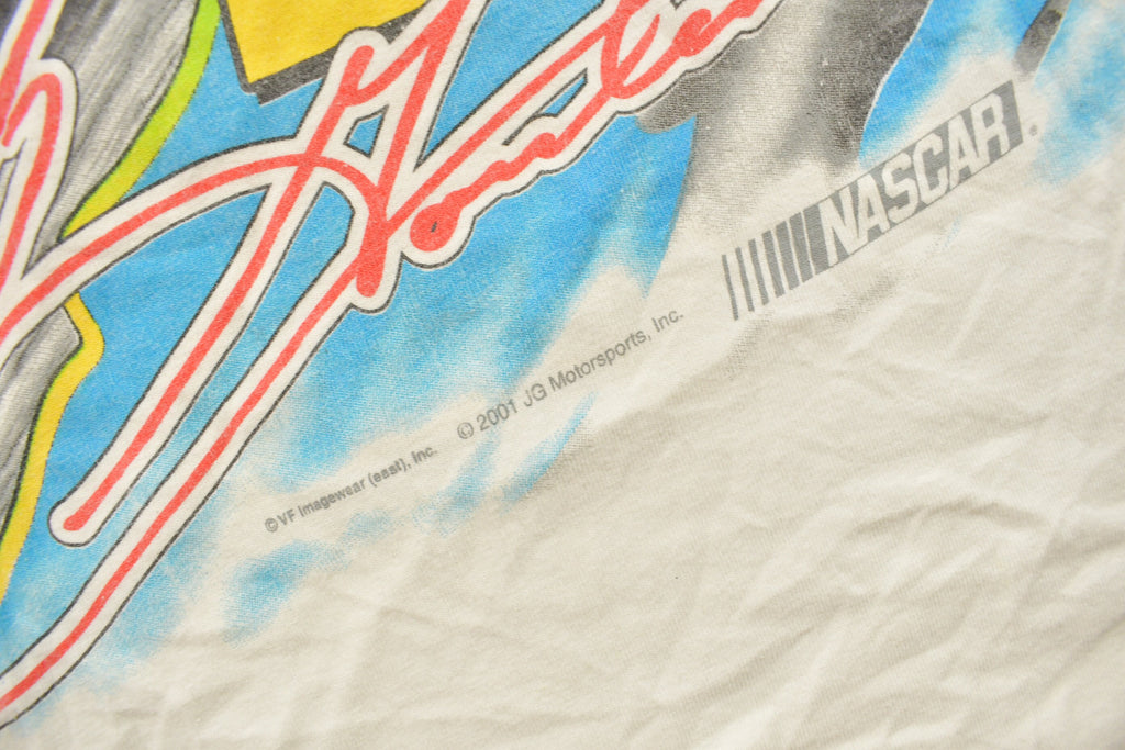 Vintage 2001 Jeff Gordon Blazing Steel All Over Print NASCAR Racing T-Shirt /