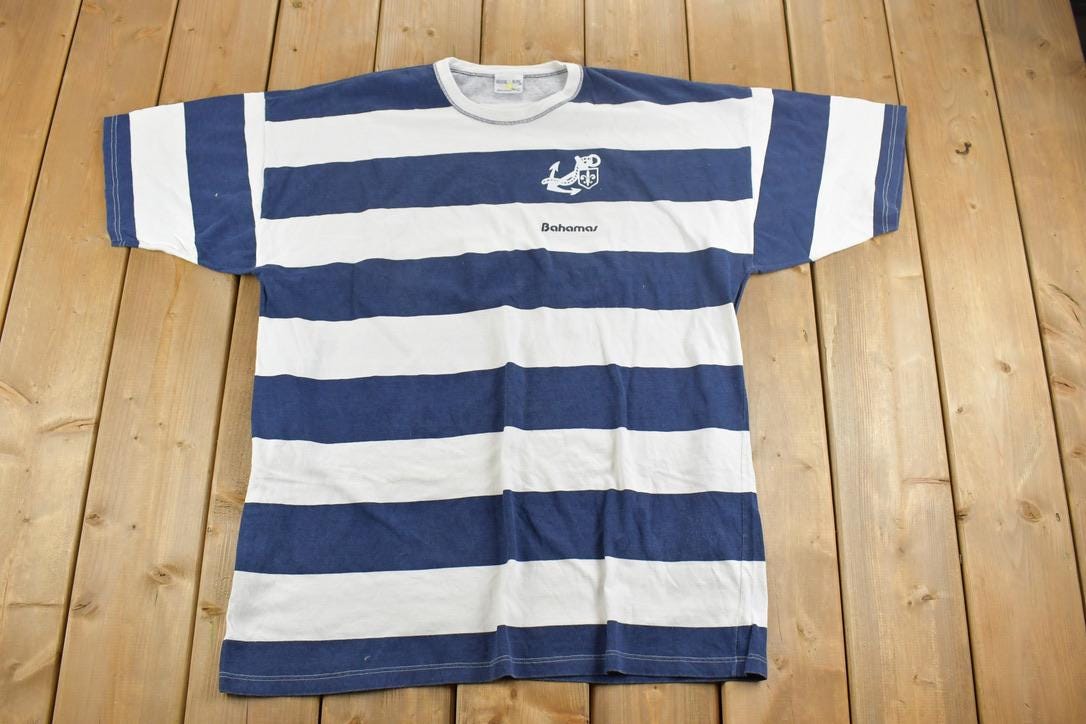 Vintage 1990s Bahamas Striped Souvenir T-Shirt