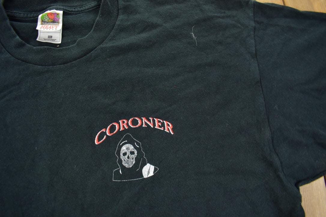 Vintage 1990s Coroner "When Your Day Ends Our Day Begins Grim Reaper Graphic T-Shirt Size XXL