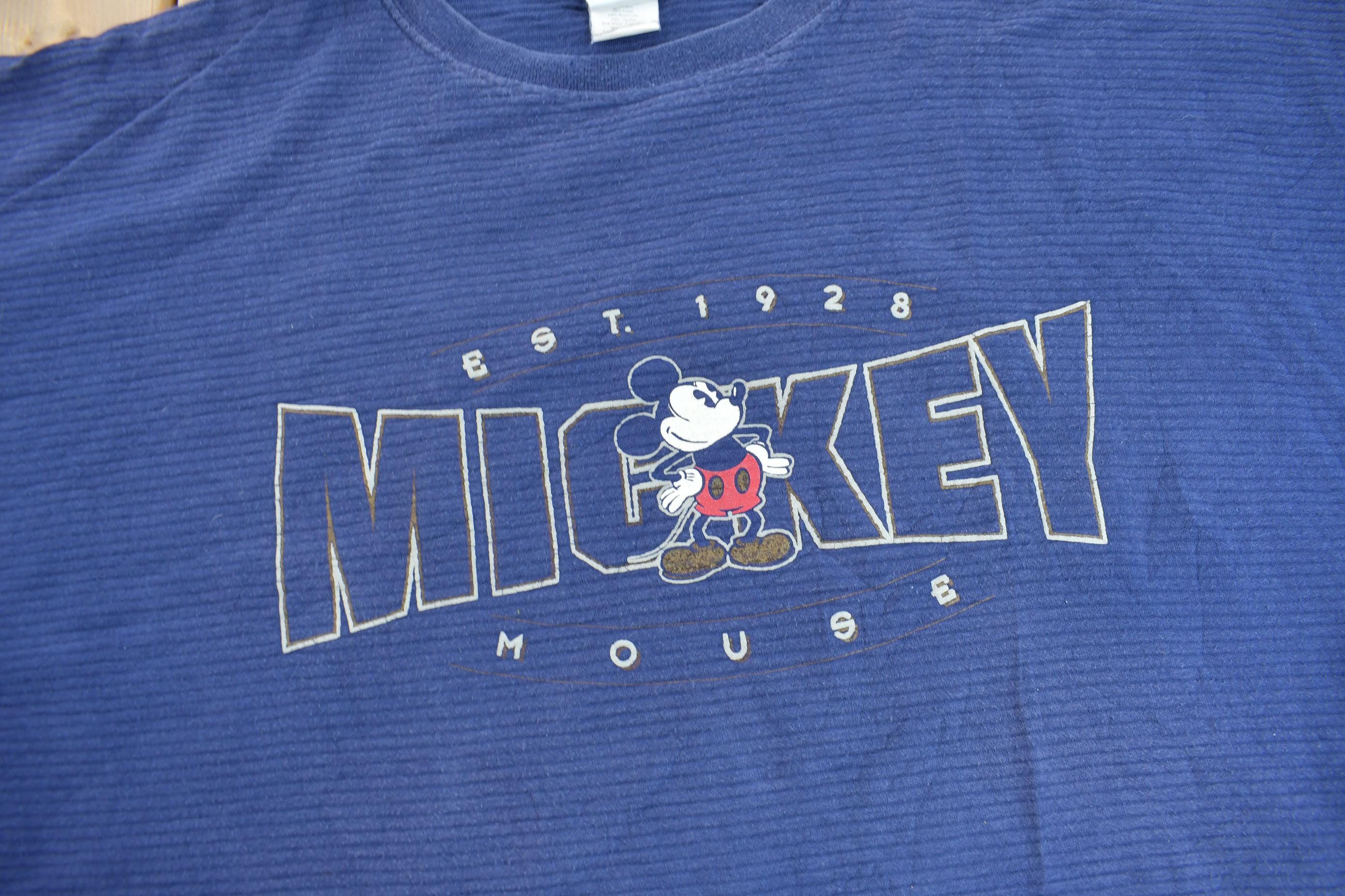 Vintage 1990s Disney Store Mickey Mouse Graphic T-Shirt  Striped  Size XXL  90s Disney