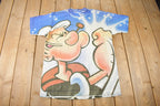 Vintage 1990s Popeye The Sailor All Over Print Single Stitch Graphic T Shirt Made In USA Spinach