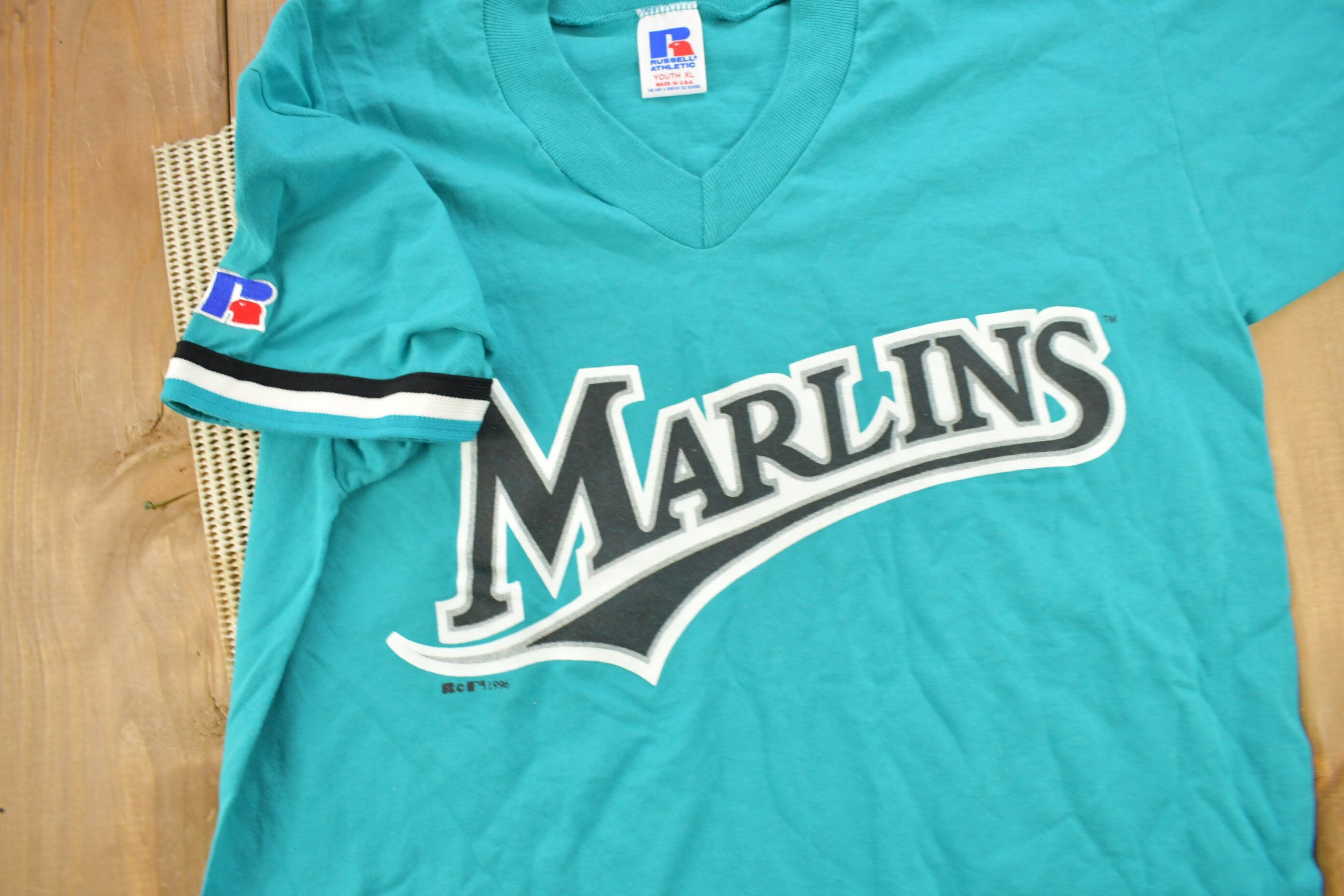Vintage 1990s Florida Marlins MLB Russell Athletics Youth Size T-Shirt