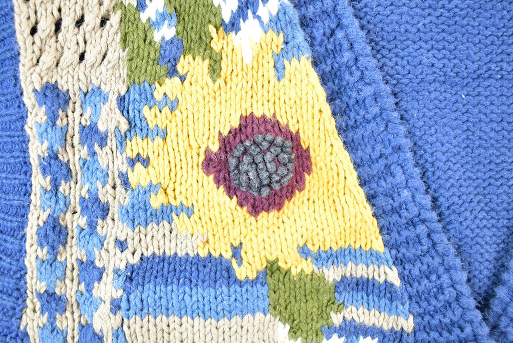Vintage 1990s Venezia Jeans Floral Design Quarter Button Knit Cardigan Sweater Vest