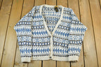 Vintage 1990s Eddie Bauer Knit Cardigan Sweater Men's Large  Abstract Pattern Nordic  90s Knitted Top  Outdoors  Made in USA