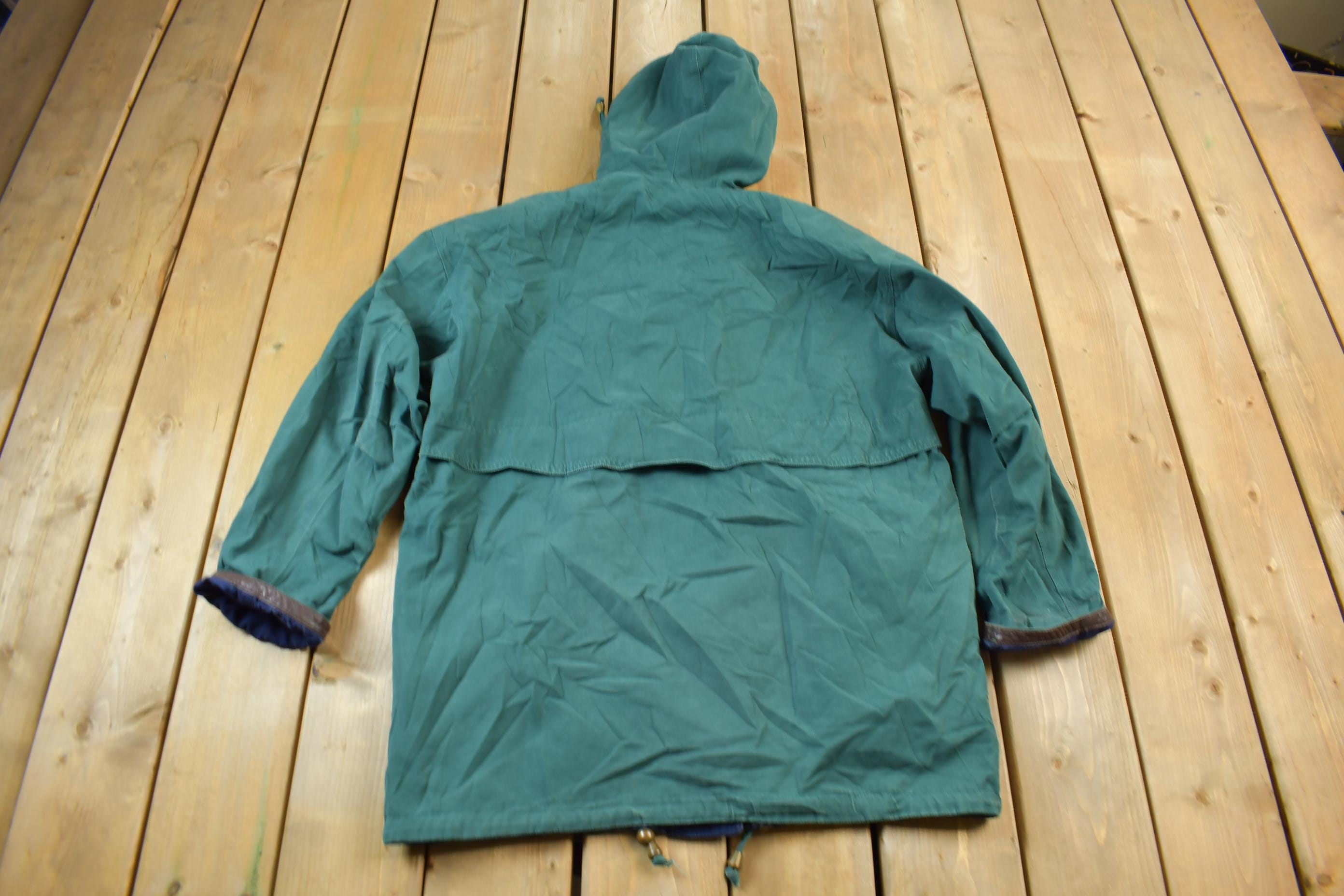 Vintage 1990s Braetan Reversible Blue & Green Hooded Jacket