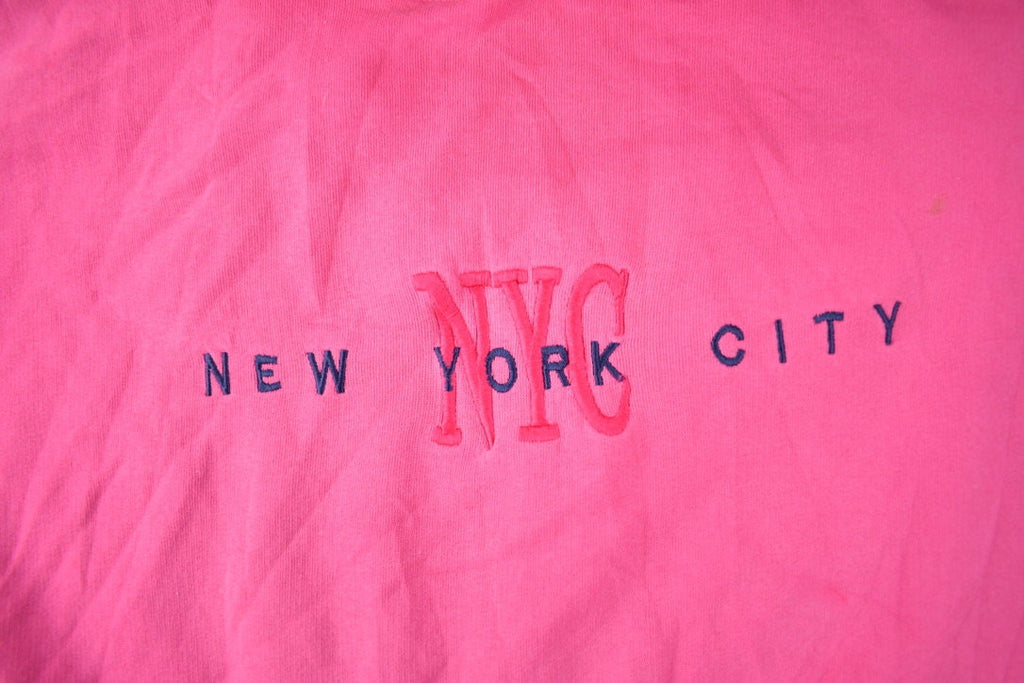 Vintage Y2K New York City NYC Pink Embroidered Hoodie