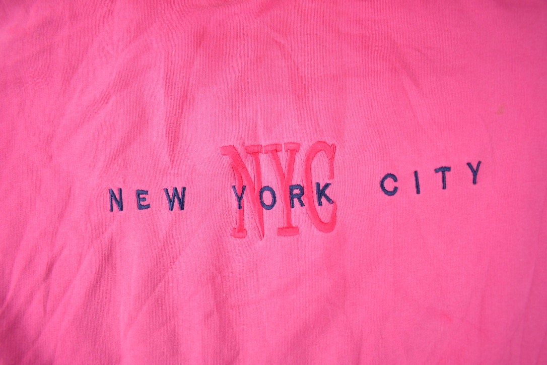 Vintage Y2K New York City NYC Pink Embroidered Hoodie