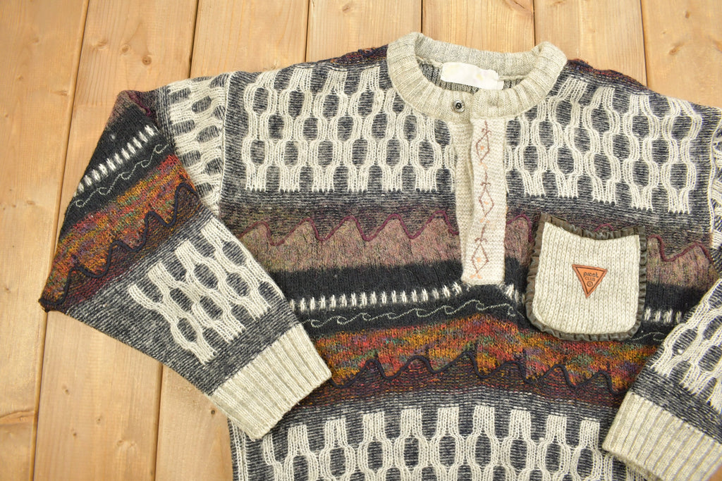 Vintage 1990s Prost Club Knitted Quarter Button Sweater