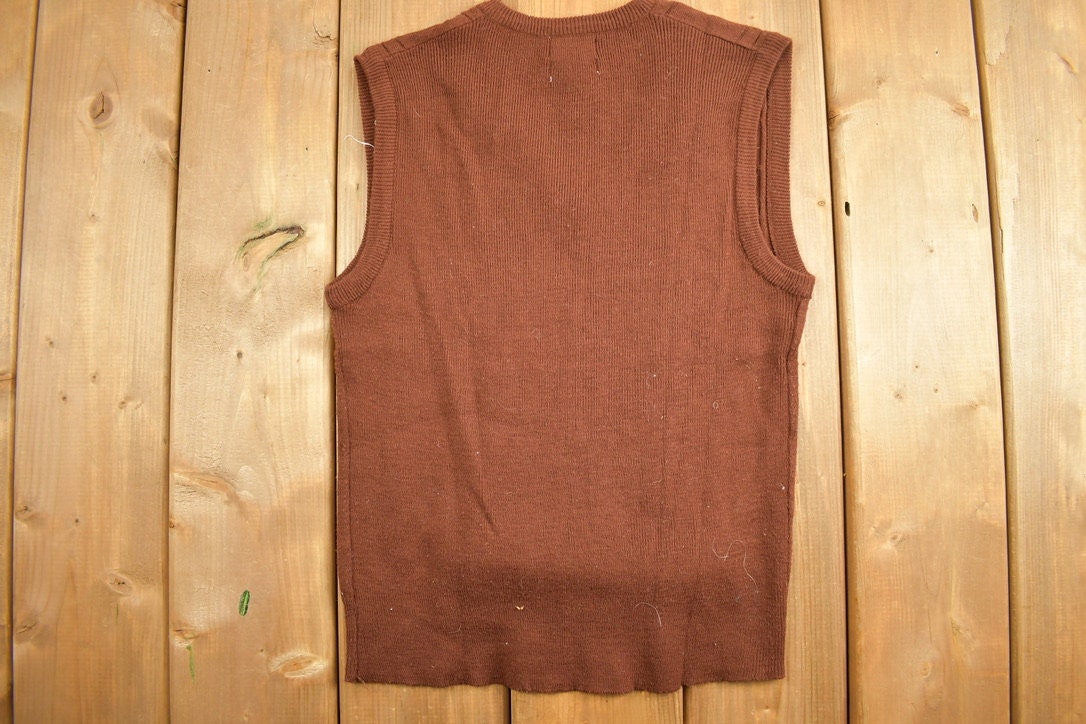 Vintage 1980s Brown Knitted Sweater Vest / Vintage 80s Sweater Vest / Cable Knit / Cable Knit Sweater Vest/ Sweatshirt / Size S