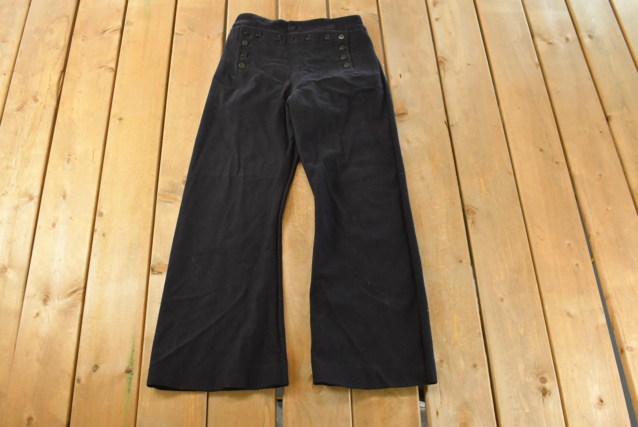Vintage 1940s US Navy Bell Bottom Pants, Men's 28x28, Laced Fly