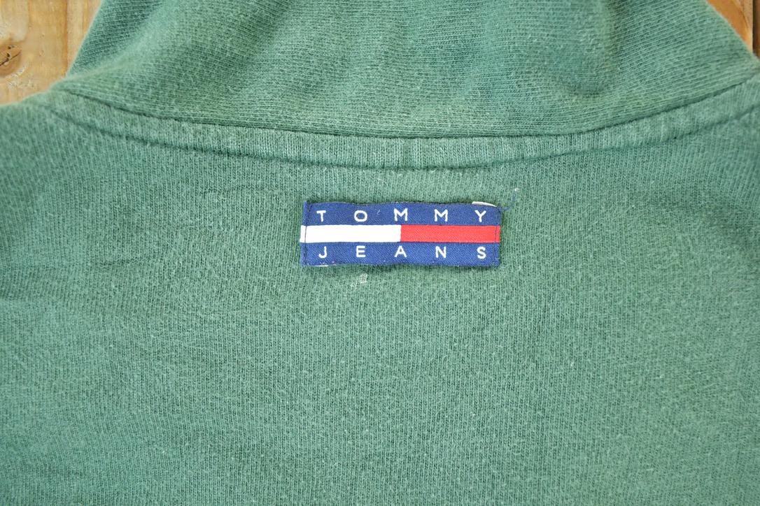 Vintage 1990s Tommy Jeans Souvenir Quarter Zip Crewneck Sweatshirt Made In USA