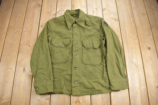 Vintage 1940s WW2 American Wool Button Up Infantry Shirt / Military / Militaria / Army Souvenir / True Vintage / Wool Shirt