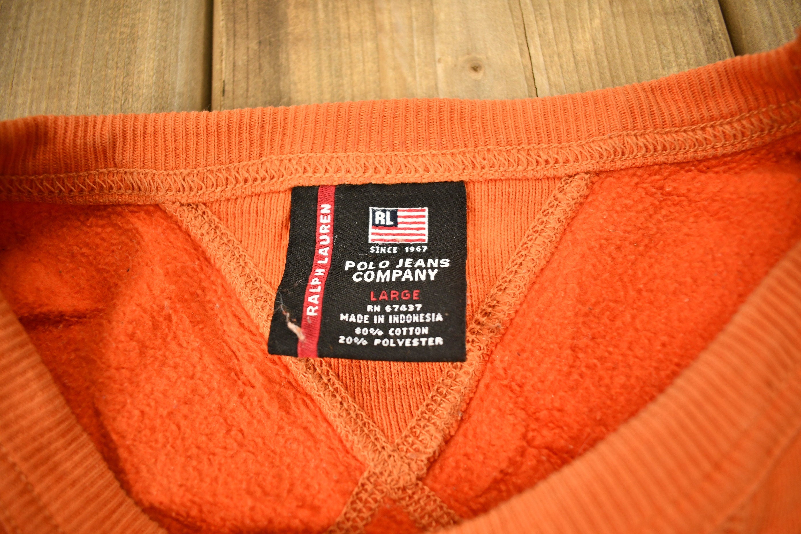 Vintage 1990s Polo Jeans Co Orange Crewneck Sweatshirt