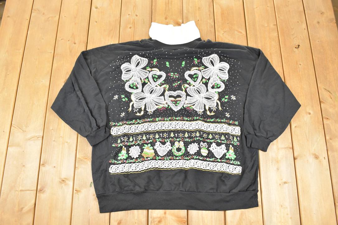 Vintage 1990s Nutcracker Big Bells Christmas Turtleneck Sweatshirt Women's XXL