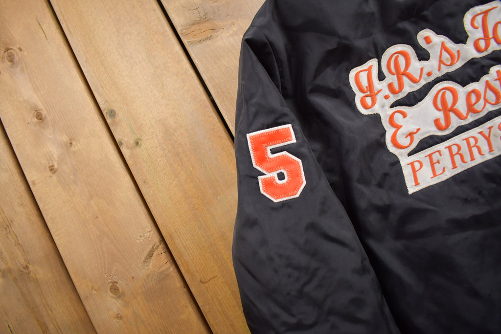 Vintage 1980s J.R.'s Tavern & Restaurant Perrysville Satin Bomber Jacket /