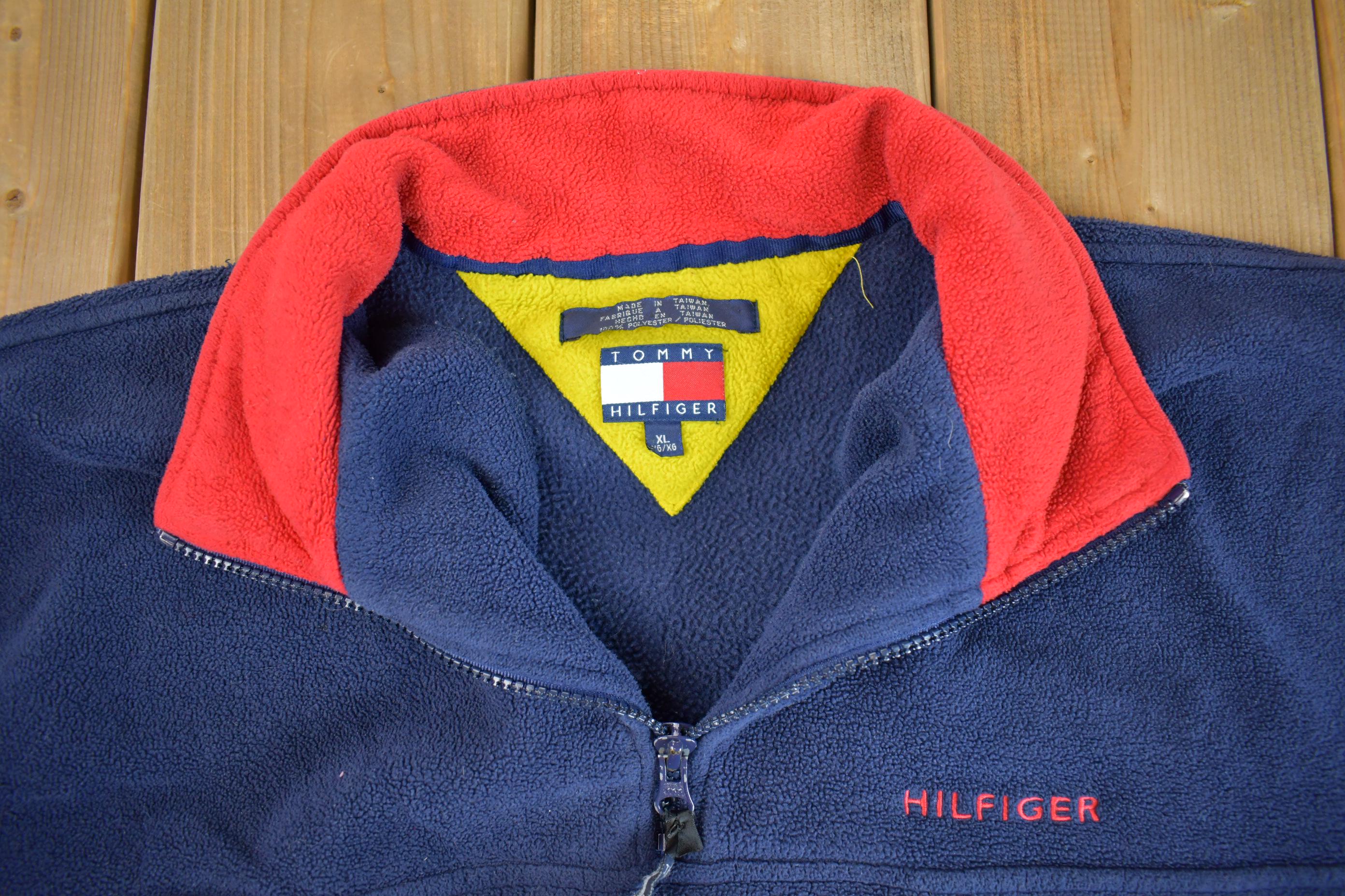 Vintage 1990s Tommy Hilfiger Quater Zip Fleece Sweater - XL