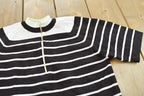 True Vintage 1970s Miss Holly Short Sleeve Quarter Zip Knit Polyester Sweater T-Shirt Womens S /