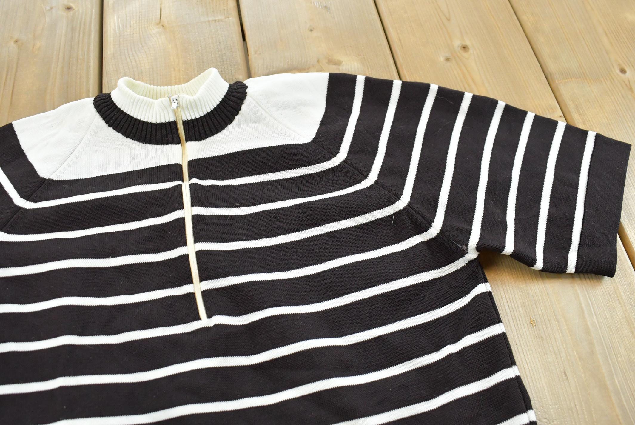 True Vintage 1970s Miss Holly Short Sleeve Quarter Zip Knit Polyester Sweater T-Shirt Womens S /