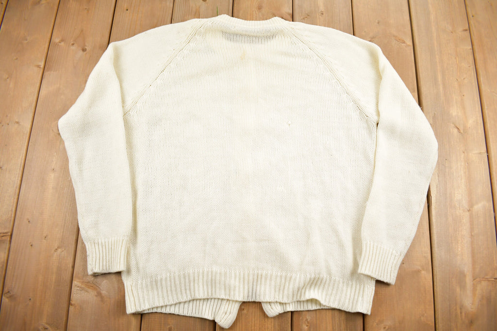 Vintage 1980s Cable Knit Acrylic Cardigan Sweater