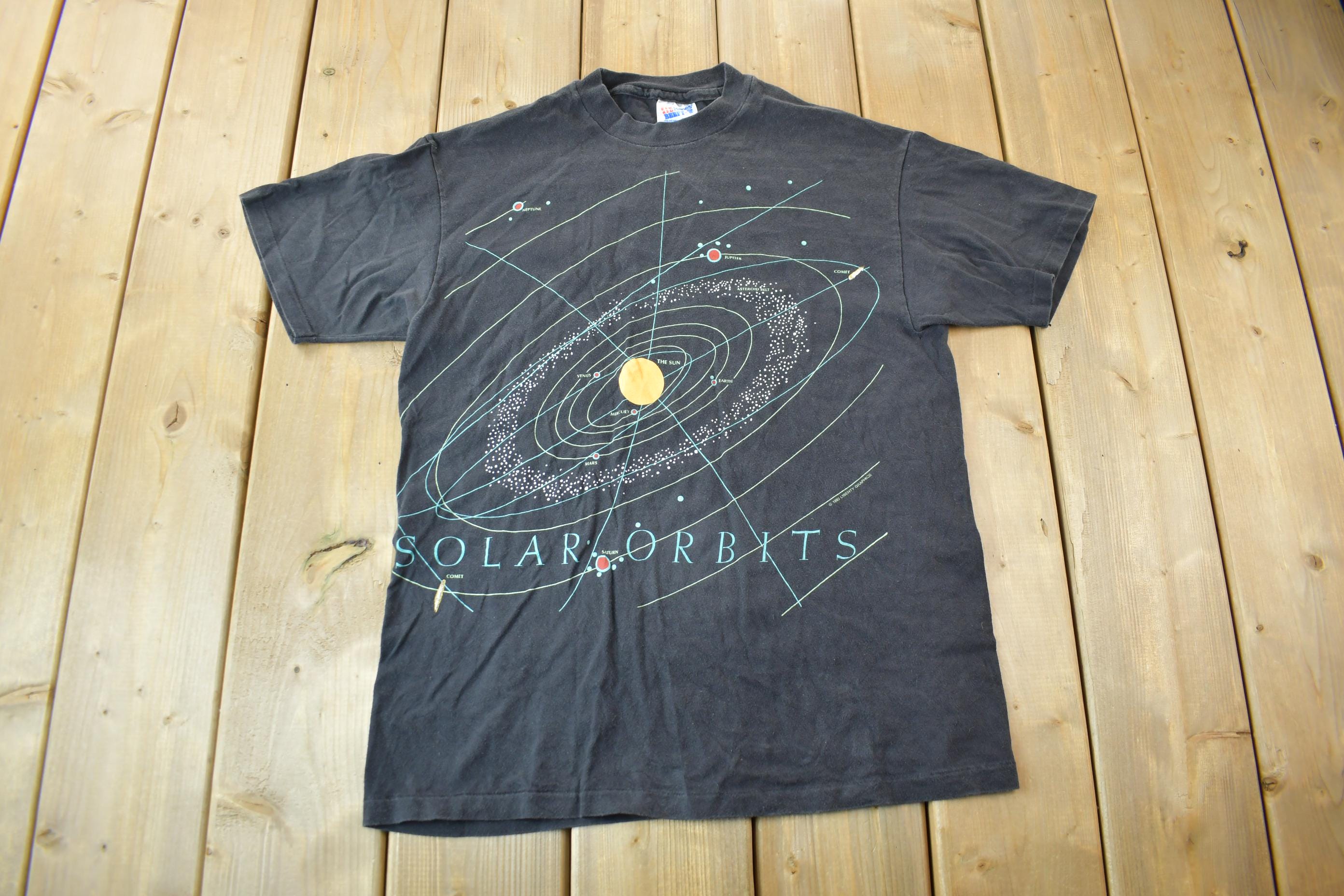 Vintage 1993 Solar Orbits Galaxy Space Theme Graphic T-Shirt Size Medium