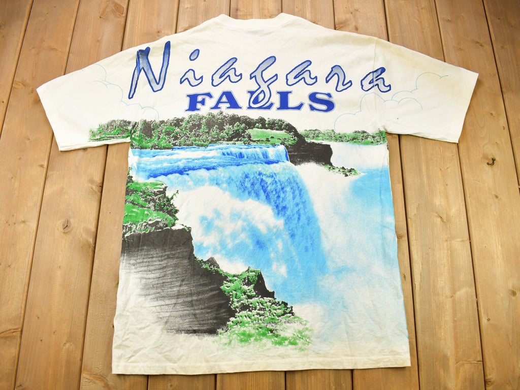Vintage 1990s Niagara Falls All Over Print Souvenir T Shirt