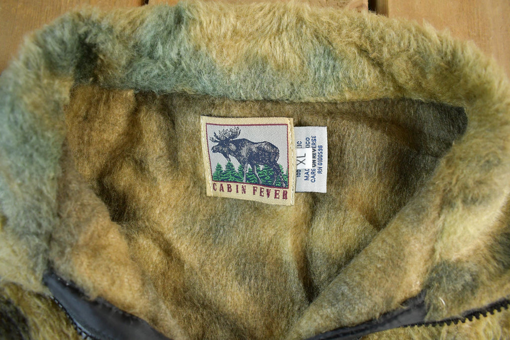 Vintage 1990s Cabin Fever Fleece Deer Nature Sweater Jacket Men's XL