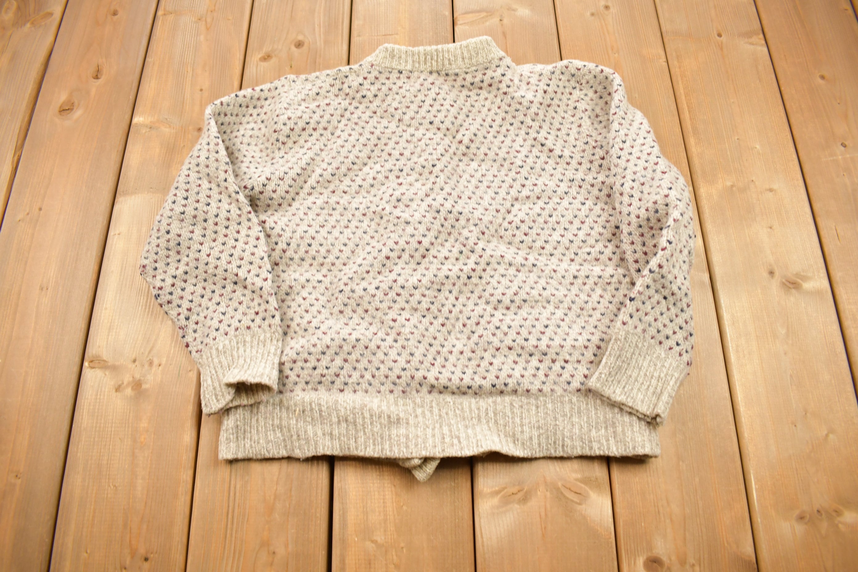 Vintage 1980s Heart Theme Knitted Cardigan Sweater