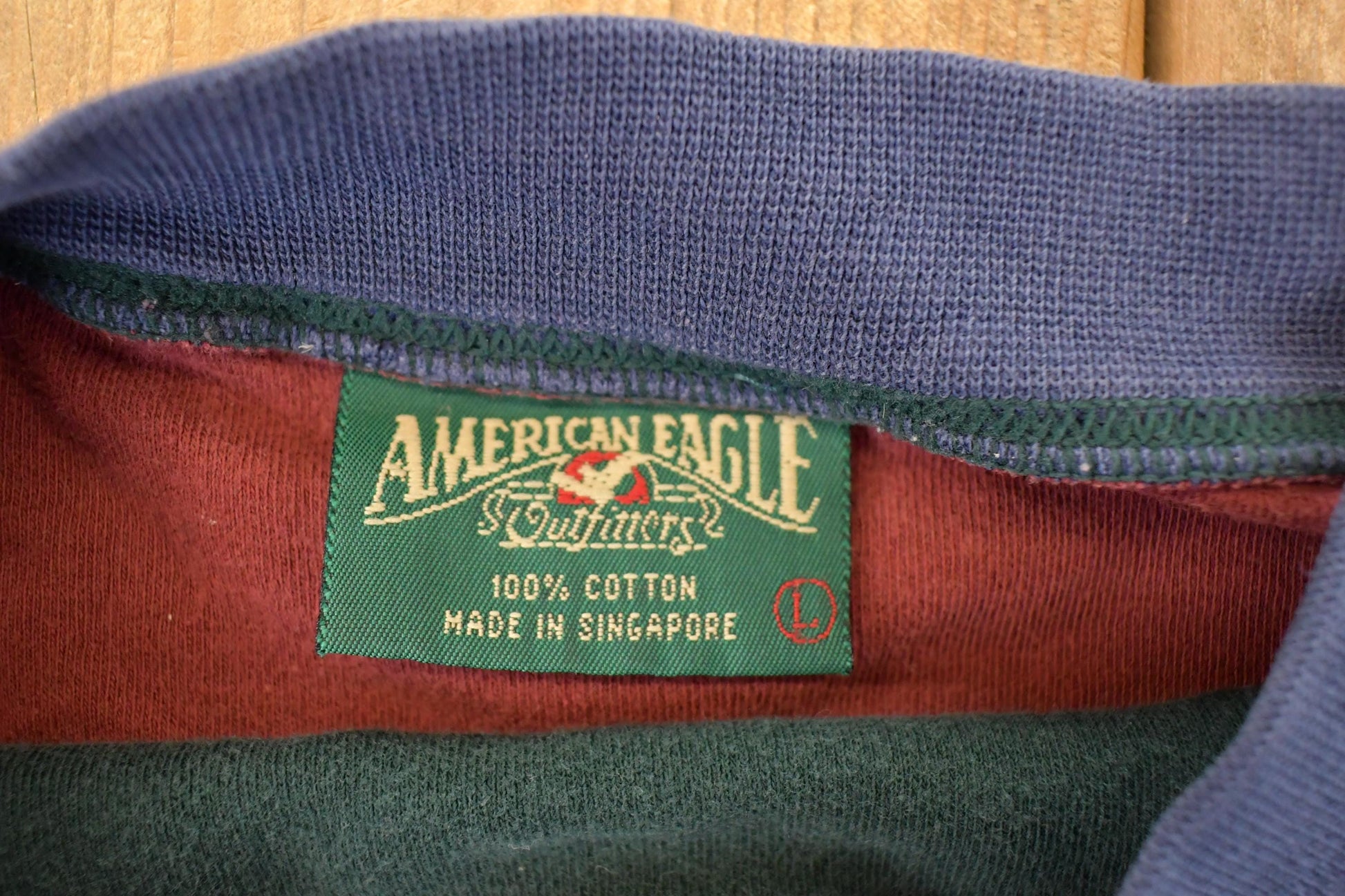 Vintage 1990's American Eagle Color Block Long Sleeve T Shirt Men's L / 90's Preppy Rugby Shirt