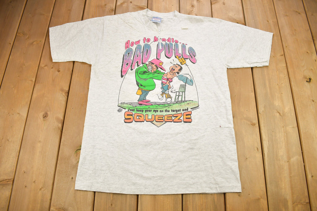 Vintage 1993 "How To Handle Bad Pulls Just Keep your Eye On The Target And Squeeze" Graphic Quarter Zip T Shirt