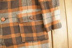 Vintage 1980s Montgomery Ward Sherpa Lined Wool Flannel Shirt Jacket Men's M