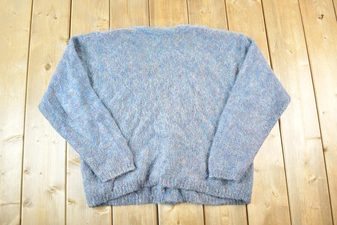 Vintage 1970s Boundary Waters Mohair Cable Knit Cardigan Sweater Mens M
