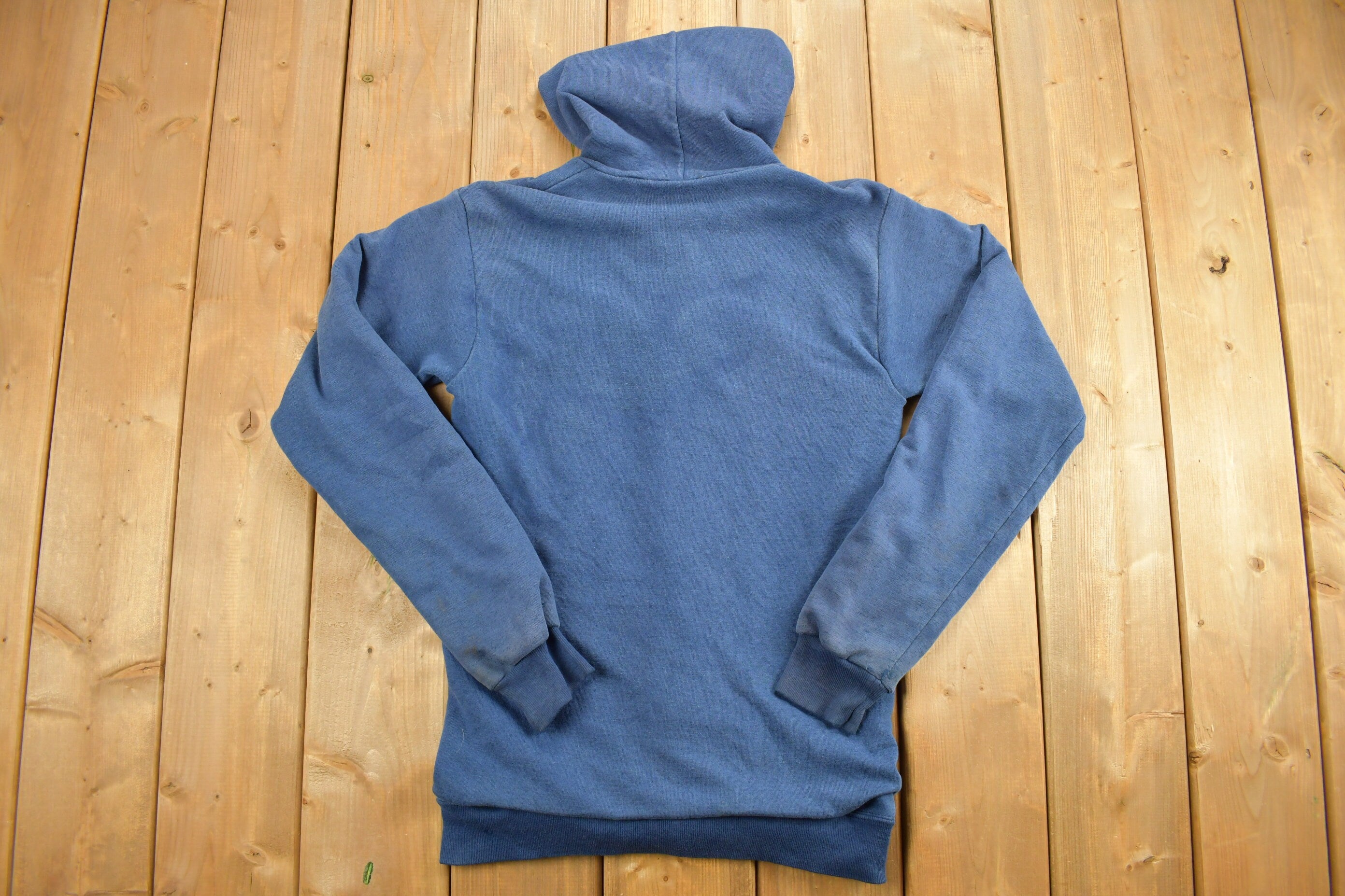 Vintage 1990s Navy Athletic Blank Zip Up Hoodie