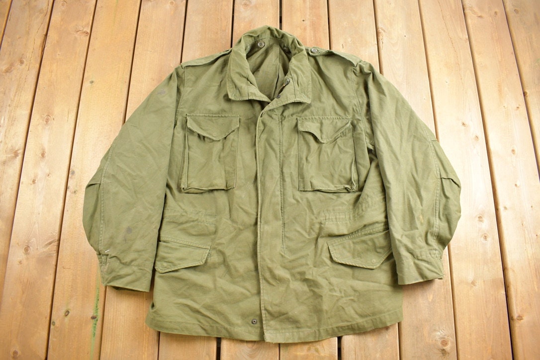 Vintage 1980 Military Army Sateen Field Jacket