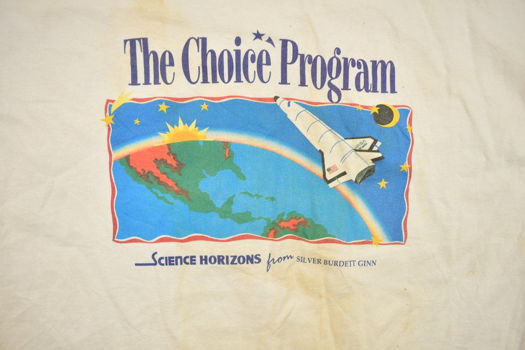 Vintage 1990s Space Rocket Ship The Choice Program Graphic T Shirt