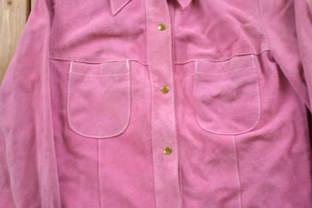 Vintage 1960s Pink Suede Leather Button Up Jacket